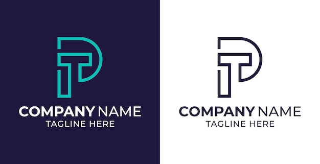 Diseño de logotipo Letter PT o Tp, logotipo monoline, vector