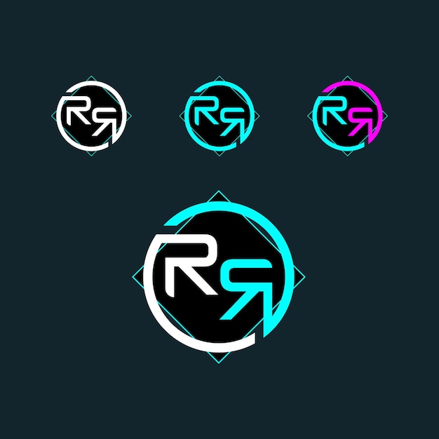 Diseño de logotipo Letter RR con forma moderna