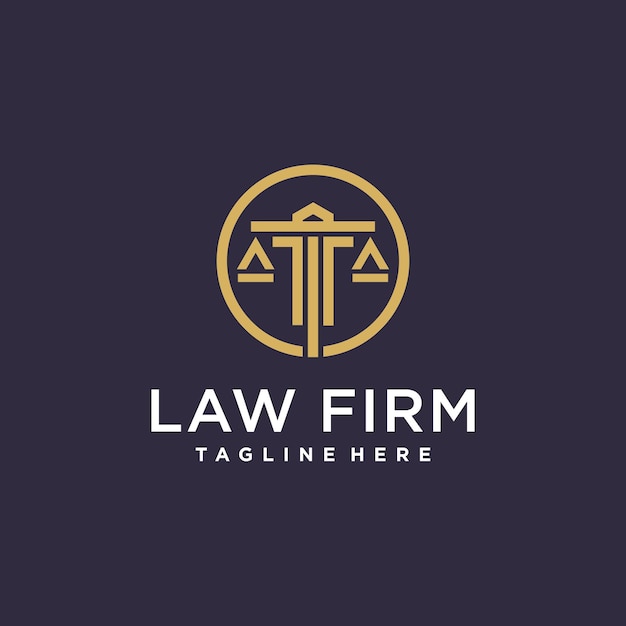 Diseño de logotipo de ley con concepto simple y fresco Vector Premium