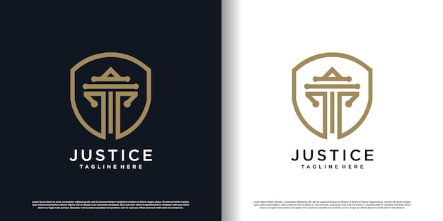 Diseño de logotipo de ley con concepto simple y fresco Vector Premium