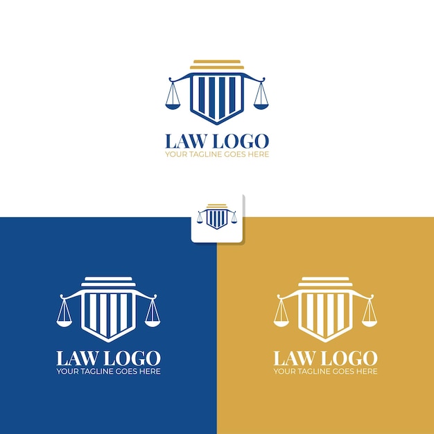 Diseño del logotipo de la ley con una elegante forma de escudo