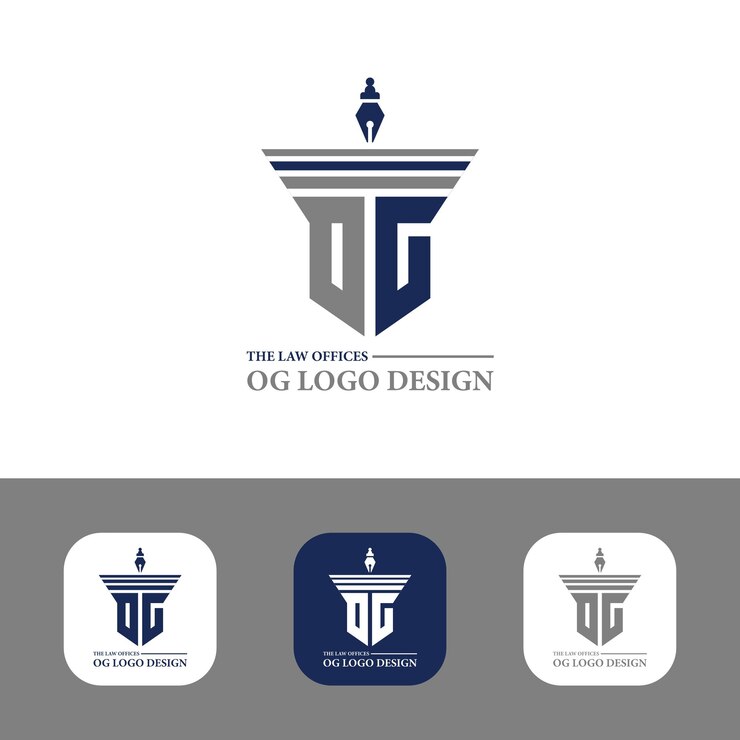 Diseño de logotipo de ley y plantilla con letra og