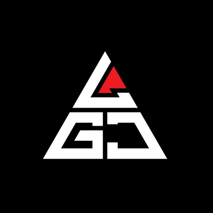 Vector el diseño del logotipo de lgj con letras triangulares en forma de triángulo, el diseño del monograma lgj con triángulo vectorial, la plantilla del logotipo lgj con color rojo, el logotipo triangular lgj, el diseño simple, elegante y lujoso.