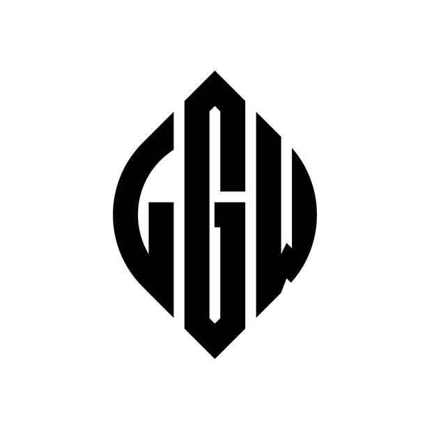 El diseño del logotipo de LGW con letras en círculo con forma de círculo y elipse LGW letras en elipse con estilo tipográfico Las tres iniciales forman un logotipo en círculo LGW círculo emblema monograma abstracto letra marca vector