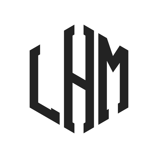 Diseño del logotipo LHM Letra inicial LHM Monograma Logotipo con forma de hexágono