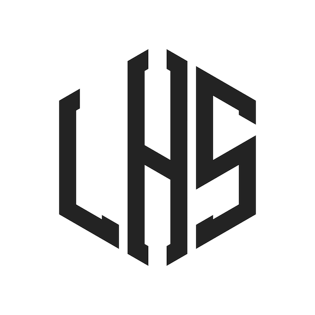 Diseño del logotipo LHS Letra inicial LHS Monograma Logotipo con forma de hexágono