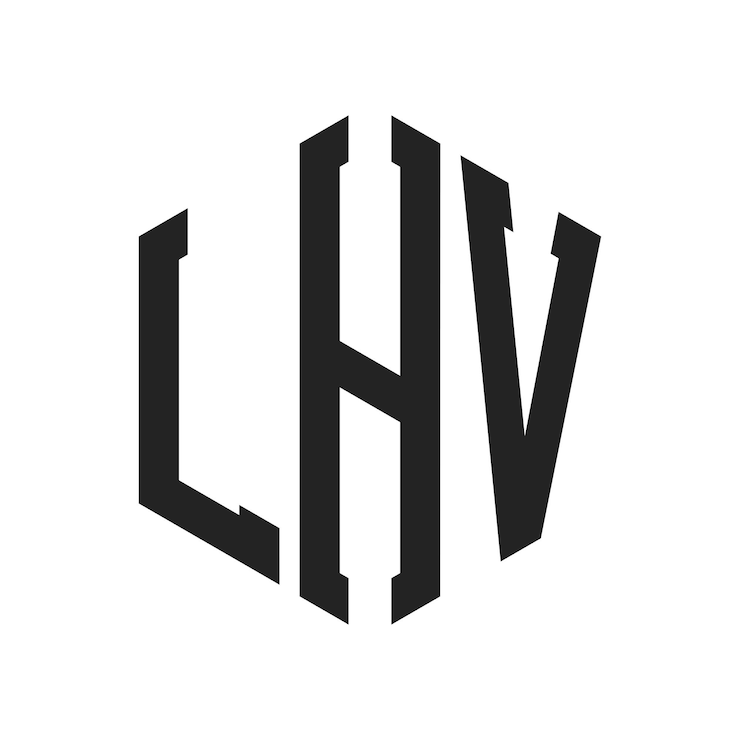 Vector diseño del logotipo de lhv letra inicial lhv monograma logotipo con forma de hexágono