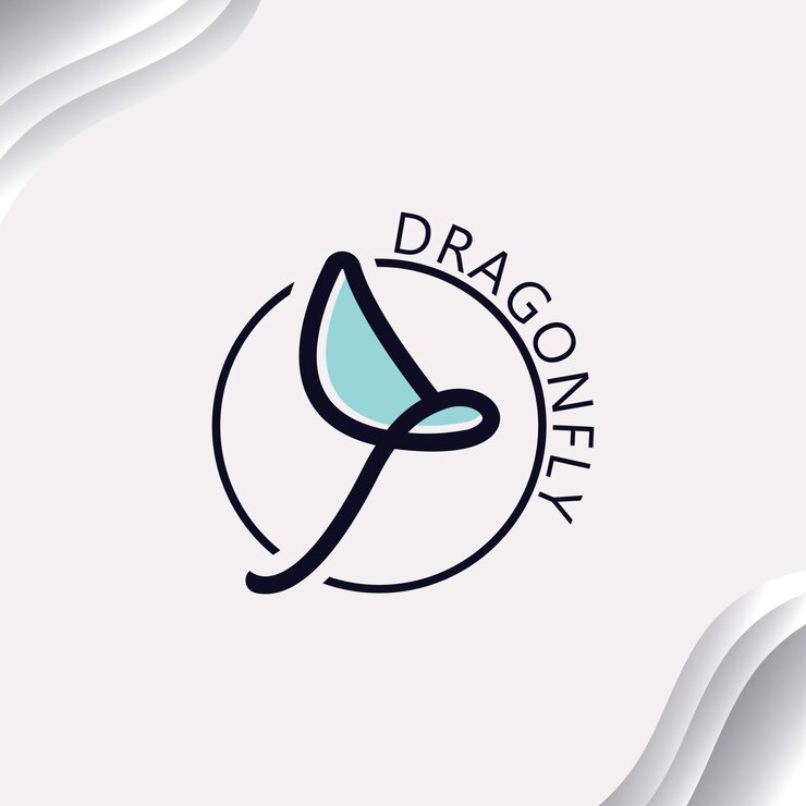 Vector diseño del logotipo de libélula ilustración monolina de estilo de color minimalista moderno y elegante