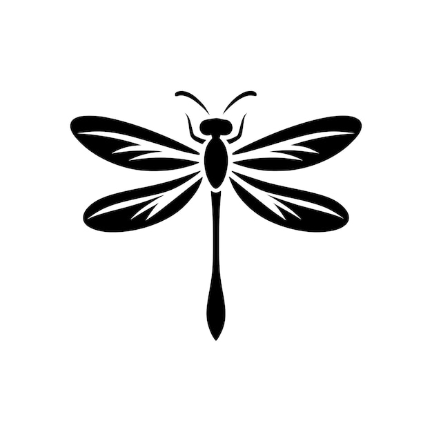 Diseño del logotipo de la libélula de silueta minimalista.