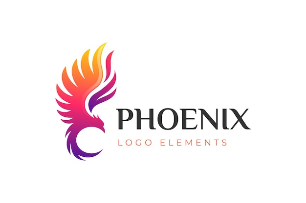 Diseño del logotipo de la libertad de la mosca Fénix con ilustración vectorial de aves animales altas en ascenso