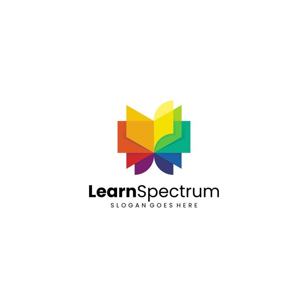 Diseño del logotipo del libro abstracto de gradiente moderno