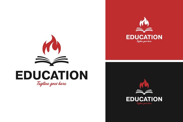 Diseño de logotipo de libro de fuego idea de plantilla de ilustración vectorial