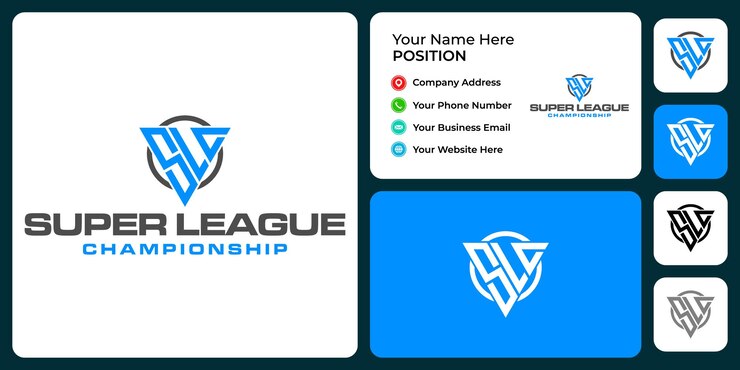 Vector diseño de logotipo de liga de monograma de letra slc con plantilla de tarjeta de visita