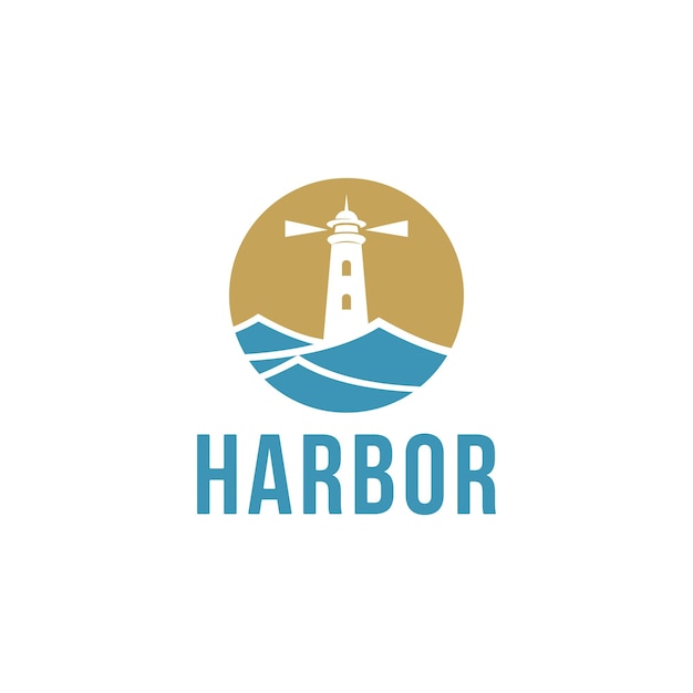 Diseño de logotipo de Lighthouse Searchlight Beacon Tower Island Beach