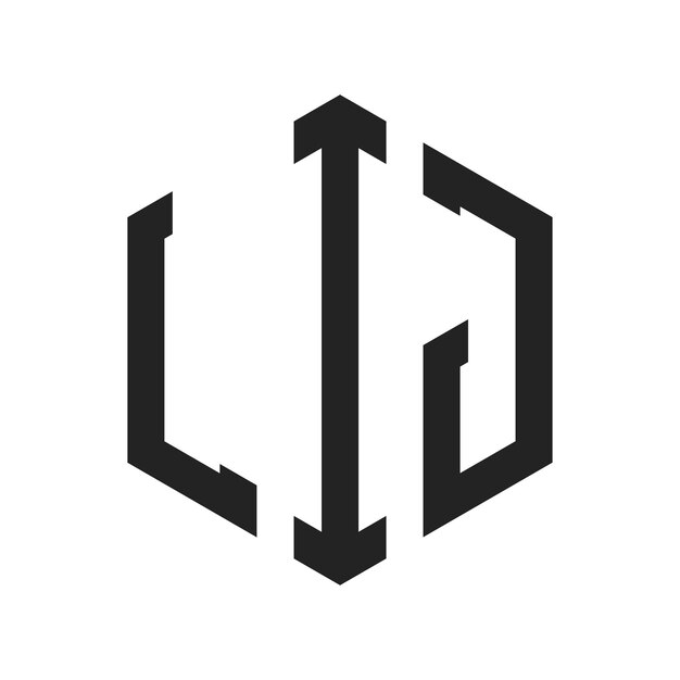 Diseño del logotipo de LIJ Letra inicial Logotipo del monograma de LIJ con forma de hexágono