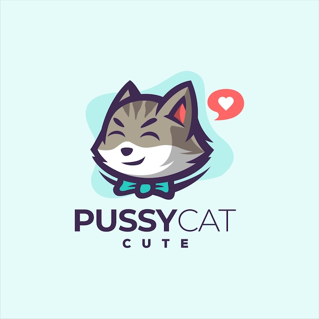 Diseño de logotipo lindo gatito gato