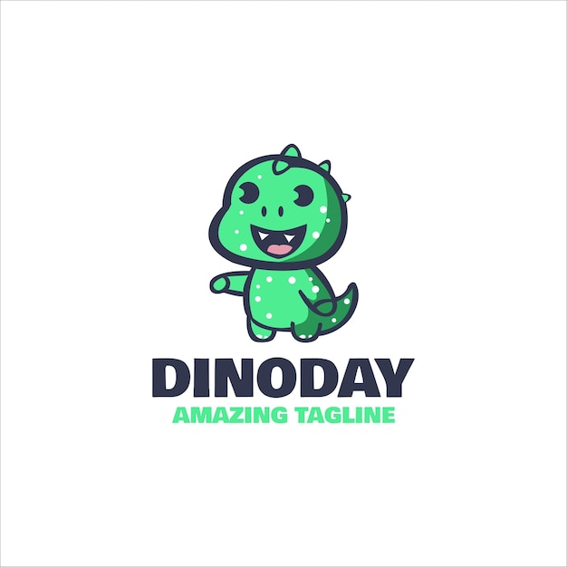 Diseño de logotipo lindo personaje de dibujos animados de dinosaurios