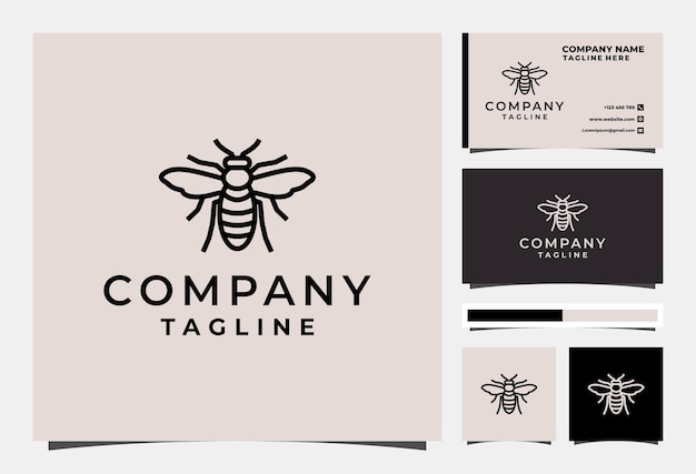 Diseño de logotipo de línea de abeja animal vector premium