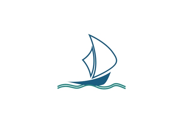 Diseño del logotipo de la línea de arte del barco de velero dhow simple