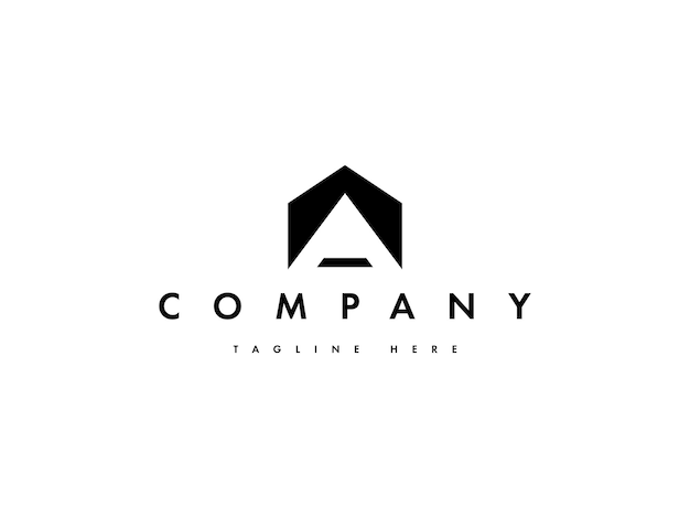 Un diseño de logotipo de la línea de bienes raíces de una casa de letras