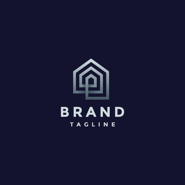 Diseño de logotipo de línea de bucle de una sola capa de la casa La línea de bucles de la letra P forma un logotipo de la casa
