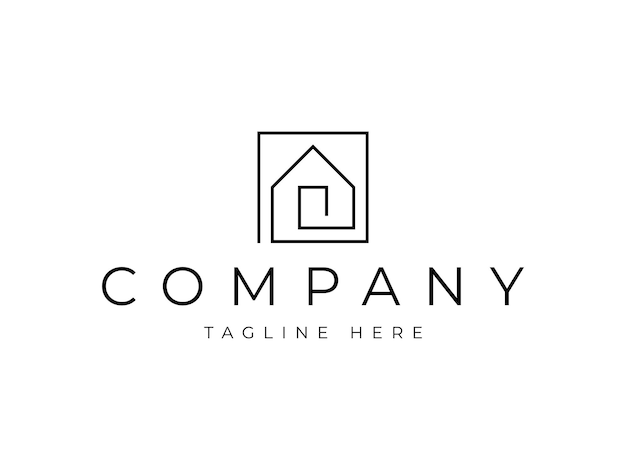 diseño de logotipo de línea de casa mínima