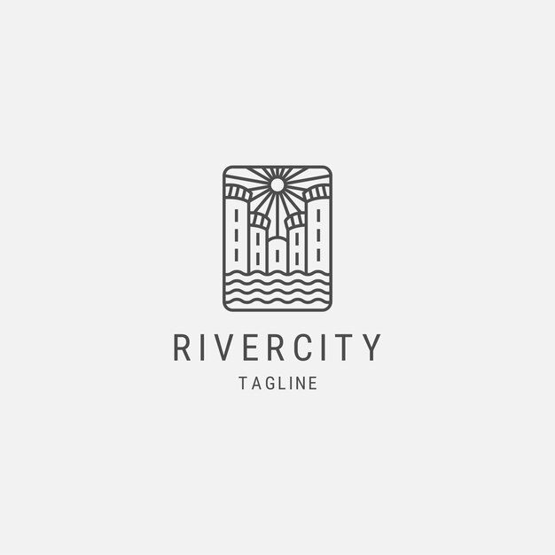 Vector diseño del logotipo de la línea de la ciudad del río