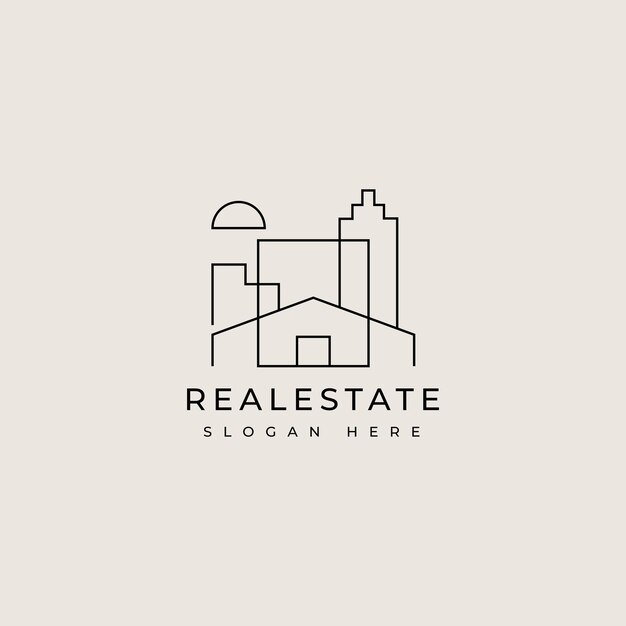 diseño de logotipo de línea de construcción de bienes raíces vector gráfico