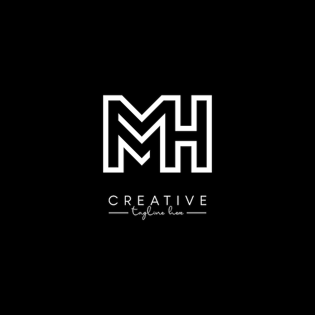 Diseño de logotipo de línea elegante basado en las iniciales de la letra creativa única MH HM