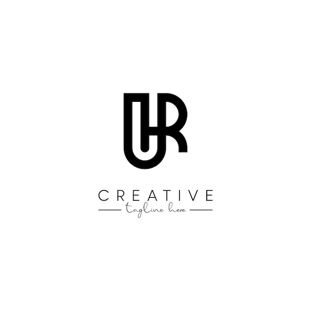 Diseño de logotipo de línea elegante basado en la letra creativa única UR RU inicial