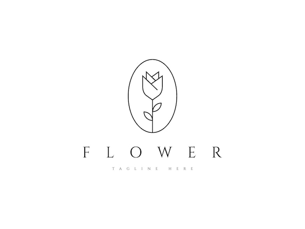 diseño de logotipo de la línea de flores de rosa de lujo