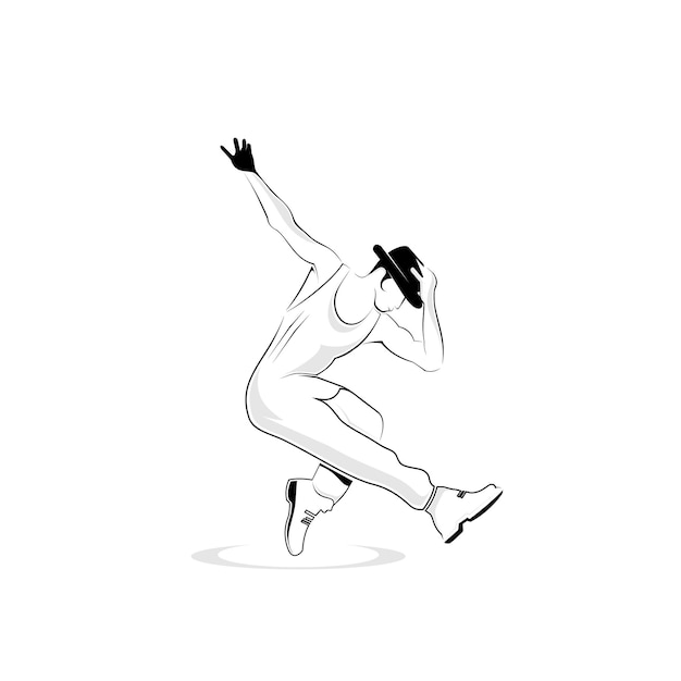 Diseño de logotipo de línea en forma de bailarín masculino