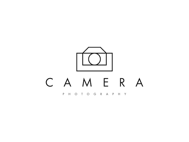 diseño de logotipo de la línea de fotografía mínima de la cámara