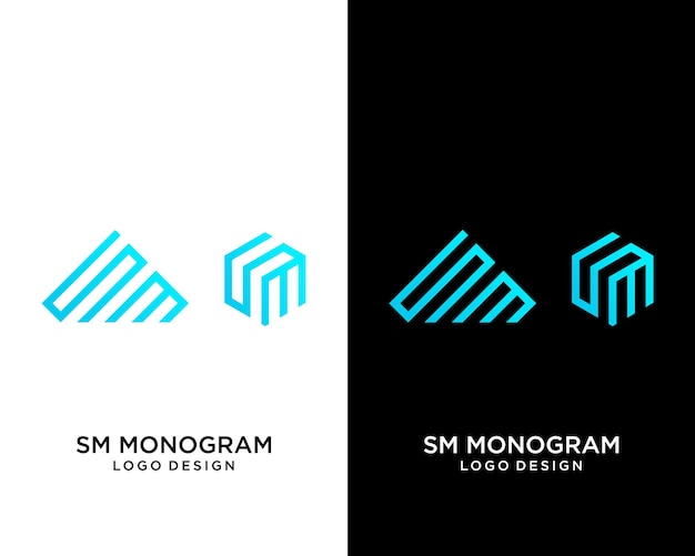 Diseño de logotipo de línea geométrica simple monograma letra sm