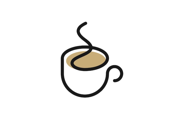 diseño de logotipo de línea de grano de café de taza moderna simple