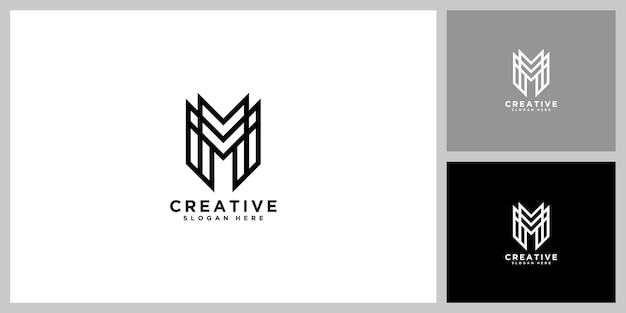 Diseño de logotipo de línea letra M Símbolo de monograma monocromo mínimo creativo lineal