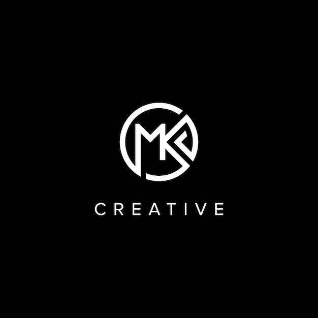Diseño del logotipo de la línea de letras única moderna de KM Símbolo vectorial inicial