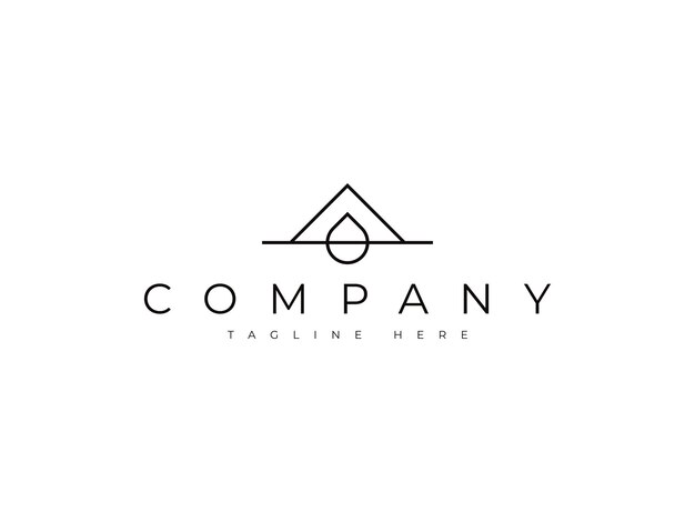 diseño del logotipo de la línea de montaña con una gota de agua mínima