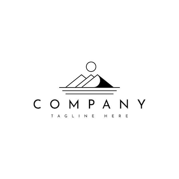 Diseño de logotipo de línea de montaña mínima abstracta