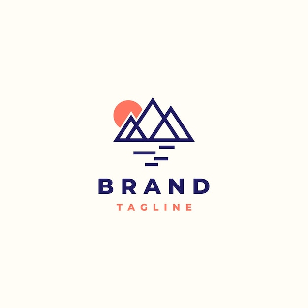 Diseño del logotipo de la línea de montañas geométricas Tres triángulos icono que forman montañas diseño del logotipo del símbolo