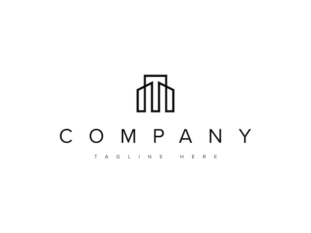 diseño de logotipo de la línea de oficinas del edificio mínimo