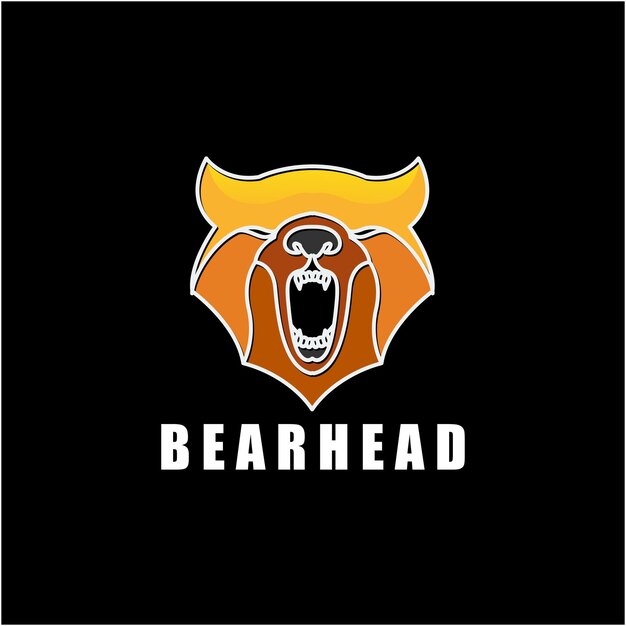 Diseño de logotipo de línea de oso