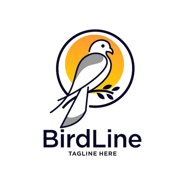 Diseño de logotipo de línea de pájaro salvaje simple