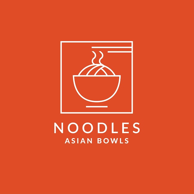 Diseño de logotipo lineal para cafetería o restaurante de fideos Concepto de comida asiática