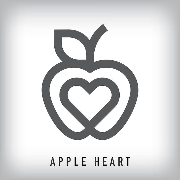 Diseño de logotipo lineal de corazón de manzana creativo Formación lineal de corazón de manzana identidad corporativa