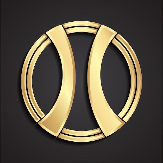 Diseño de logotipo lineal de doble círculo dorado en 3D