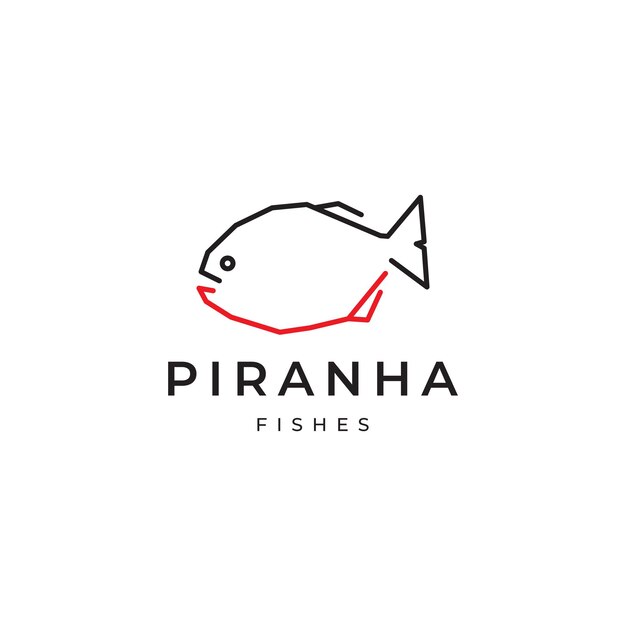 Diseño de logotipo de líneas mínimas de piraña de pescado