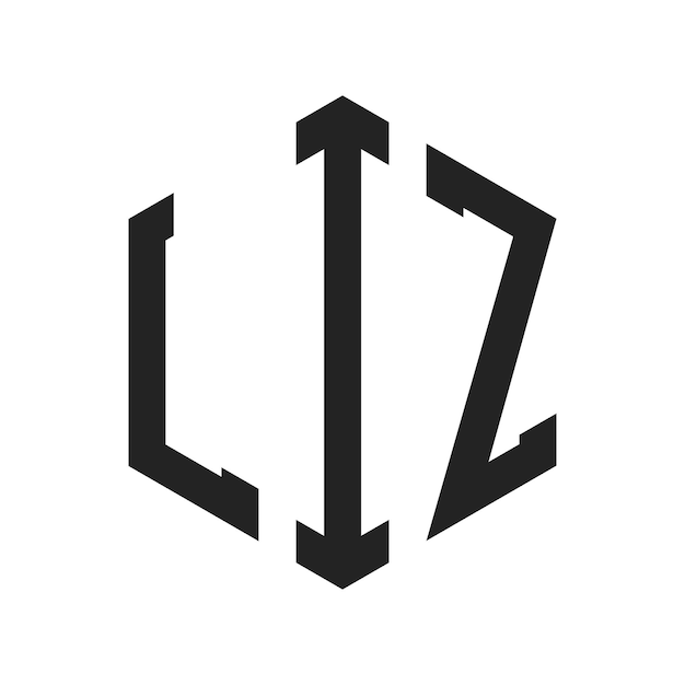 Diseño del logotipo de LIZ Letra inicial LIZ Monograma Logotipo con forma de hexágono
