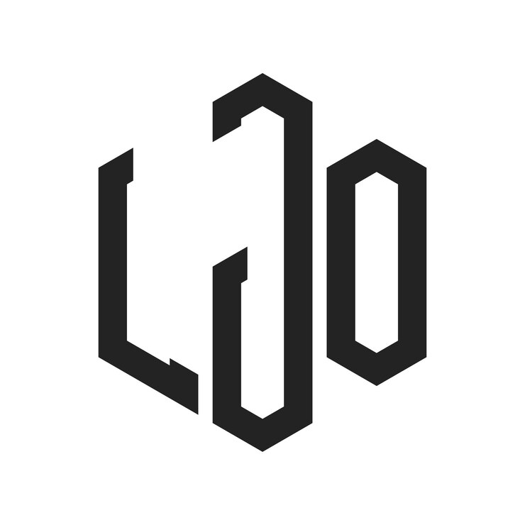 Vector diseño del logotipo de ljo letra inicial ljo monograma logotipo con forma de hexágono