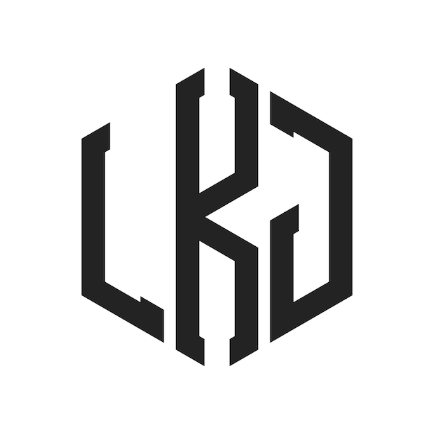 Diseño del logotipo de LKJ Letra inicial LKJ Monograma Logotipo con forma de hexágono